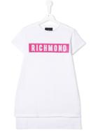 John Richmond Junior Logo Print T-shirt Dress - White