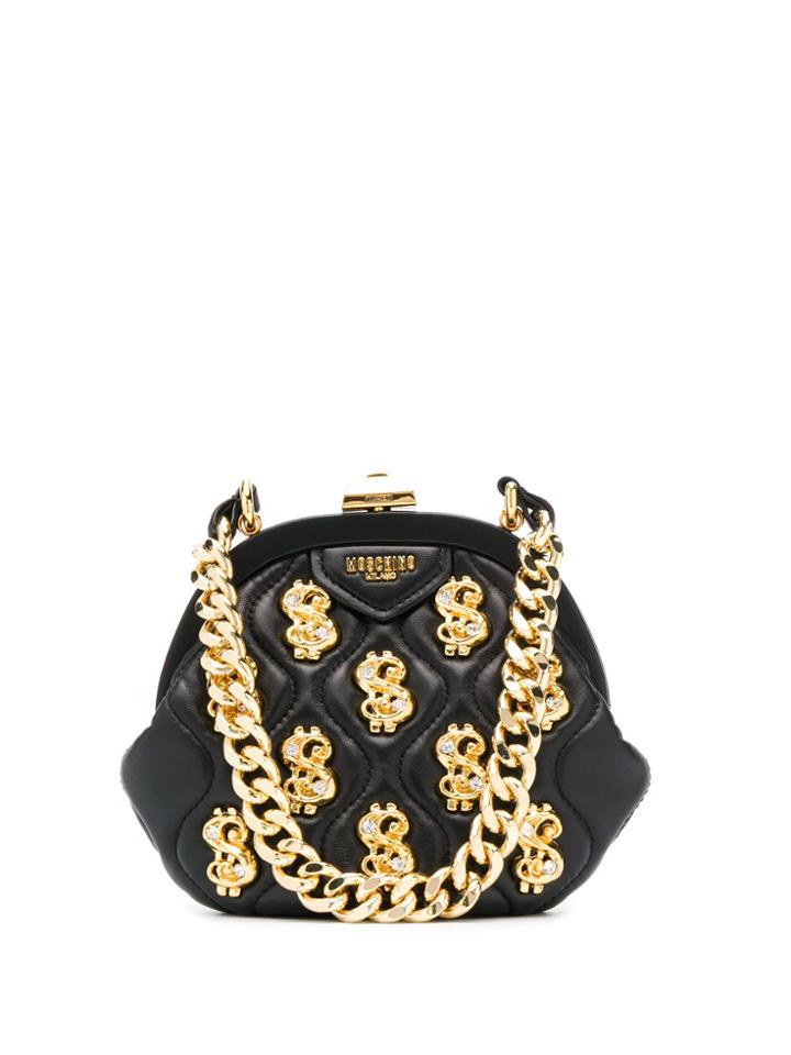 Moschino Dollar Sign Plaque Tote Bag - Black