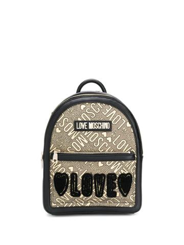 Love Moschino Leather Logo Backpack - Black