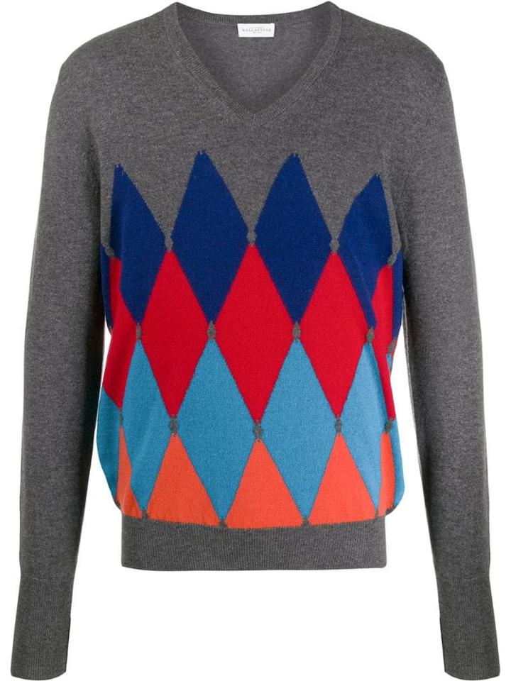 Ballantyne Argyle Print Jumper - Grey