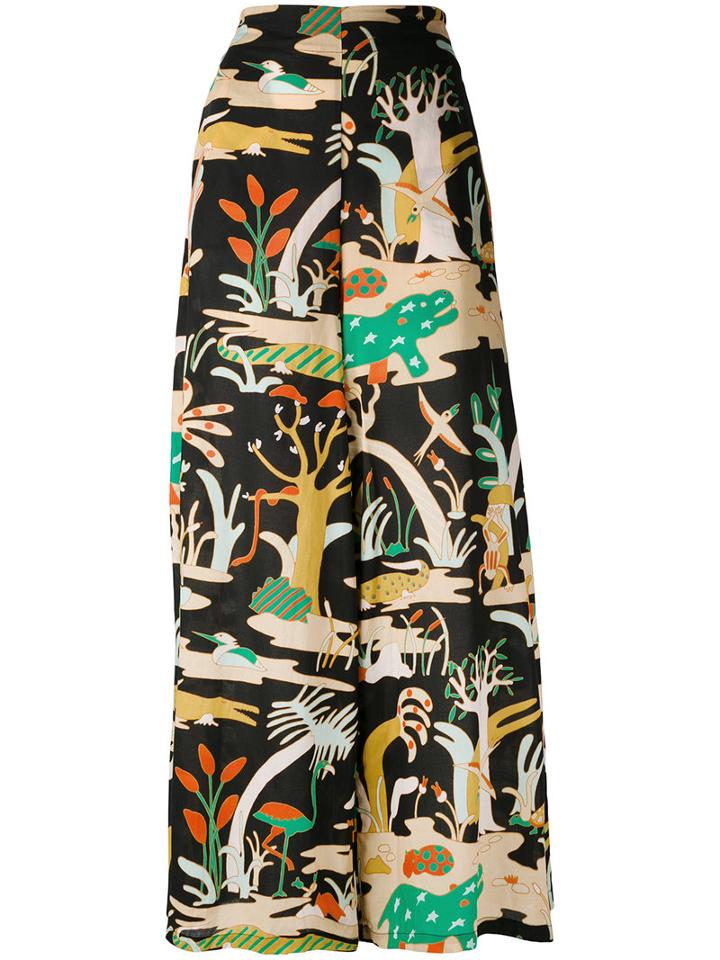 Jucca - Animal Print Palazzo Pants - Women - Cotton - 40, Black, Cotton