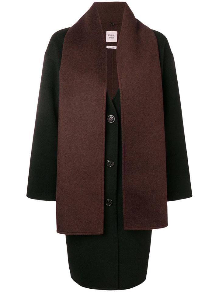 Hermès Vintage Detachable Scarf Coat - Black