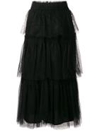 Red Valentino Tiered Tulle Skirt - Black
