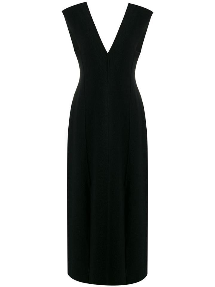 Jil Sander Plunge Neck Maxi Dress - Black