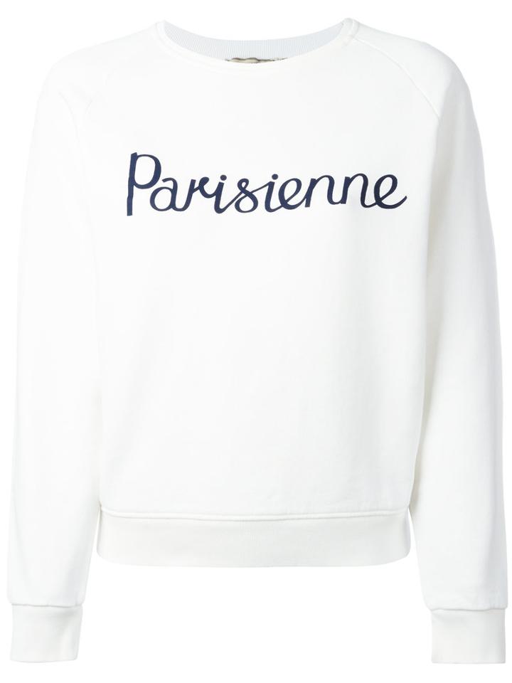 Maison Kitsuné 'parisienne' Print Sweatshirt, Women's, Size: Large, White, Cotton