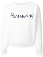 Maison Kitsuné 'parisienne' Print Sweatshirt, Women's, Size: Large, White, Cotton
