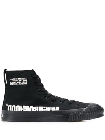 Neighborhood Printed Canvas Hi-tops - Black