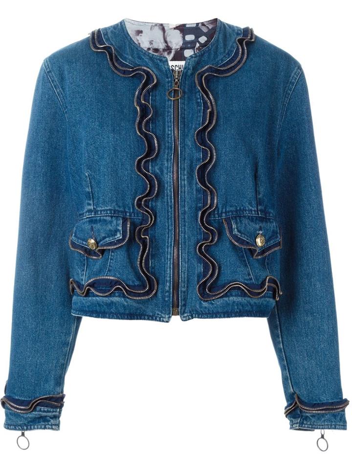 Moschino Vintage Zipped Denim Jacket - Blue
