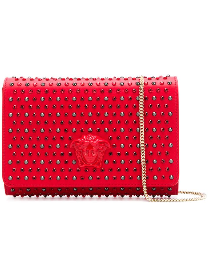 Versace Studded Medusa Clutch - Red