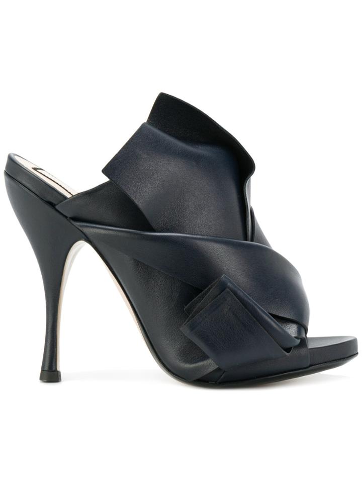 No21 Twisted Bow Design Mules - Blue