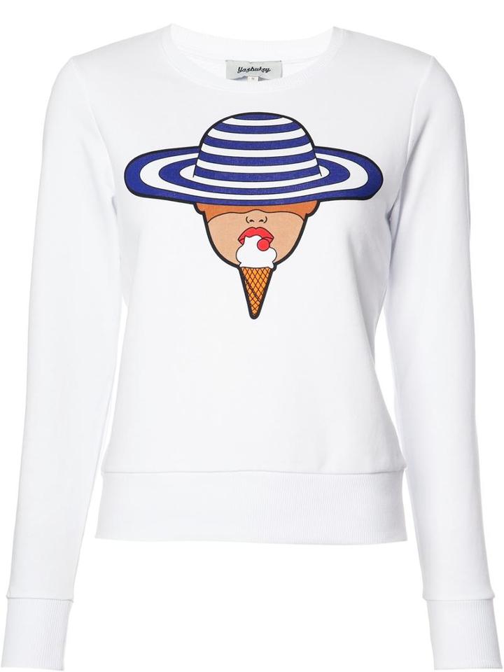 Yazbukey 'lady' Print Sweatshirt, Women's, Size: Xs, White, Cotton