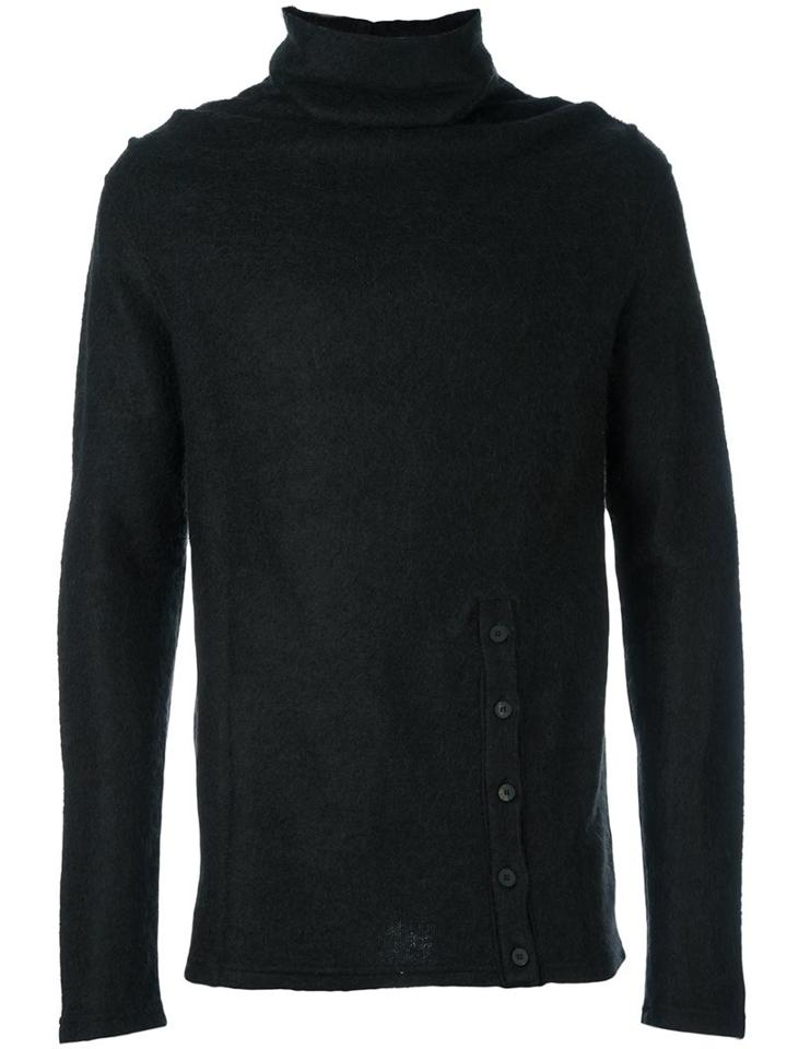 D.gnak Button Detail Turtleneck Jumper, Men's, Size: 46, Black, Acrylic/nylon/rayon/mohair