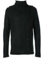 D.gnak Button Detail Turtleneck Jumper, Men's, Size: 46, Black, Acrylic/nylon/rayon/mohair