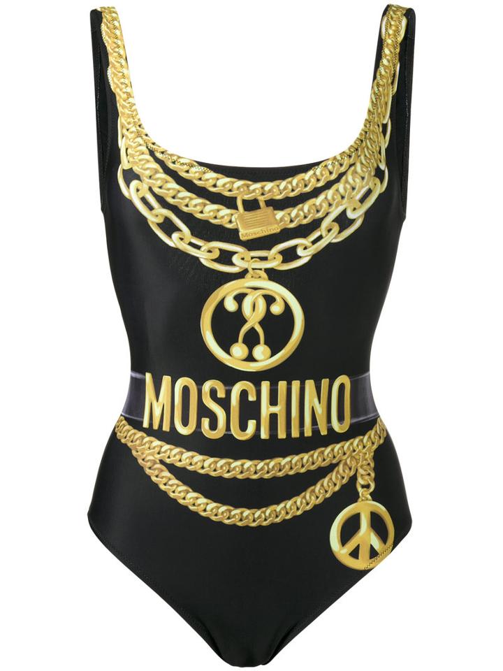 Moschino - Chain Detail One-piece Swimsuit - Women - Polyester/spandex/elastane - 38, Women's, Black, Polyester/spandex/elastane