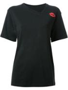 Dresscamp Lip Print T-shirt, Adult Unisex, Size: Large, Black, Cotton