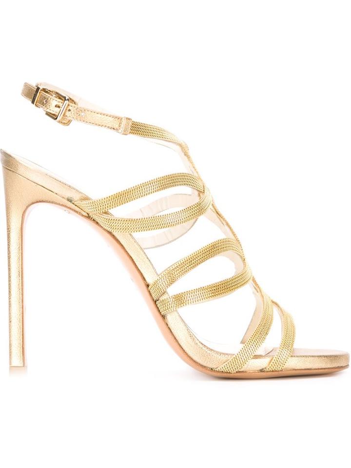 Stuart Weitzman Chain Embellished Stiletto Sandals