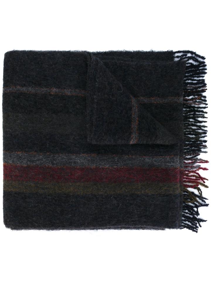 Études Striped Oversized Scarf - Grey