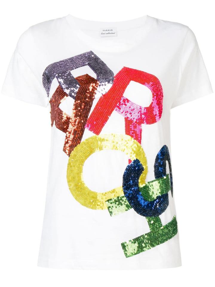 P.a.r.o.s.h. Sequinned Logo T-shirt - White