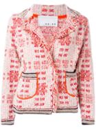 20:52 Three-quarters Sleeve Tweed Jacket, Size: 42, Red, Cotton/nylon/polyester