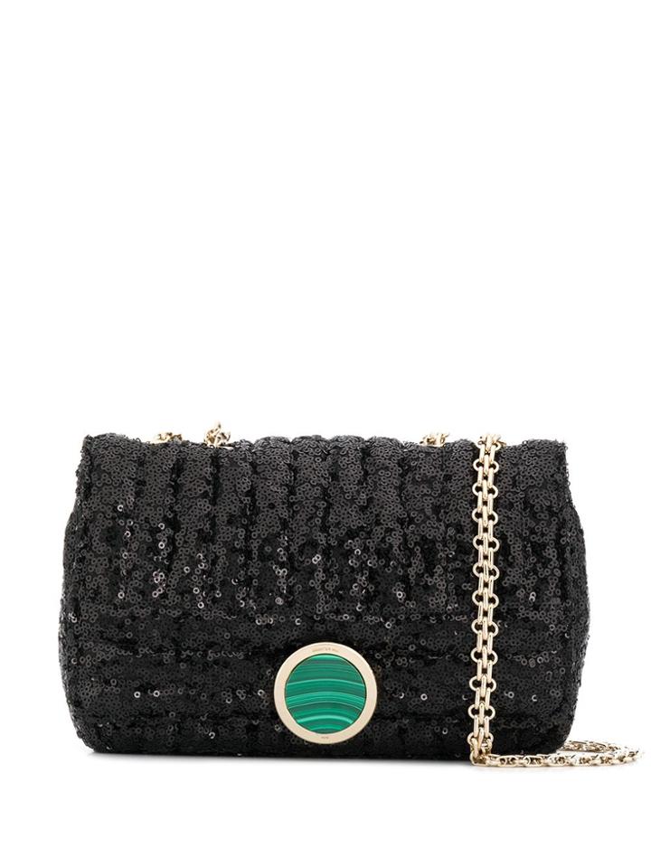 Giambattista Valli Matelasse Sequin Embroidery Shoulder Bag - Black