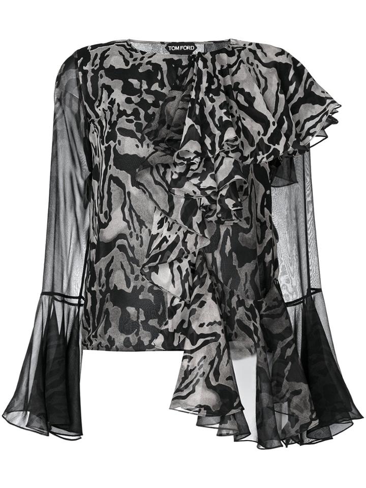 Tom Ford Asymmetric Ruffled Blouse - Grey