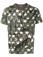 Valentino Military Star Print T-shirt, Men's, Size: Xl, Green, Cotton