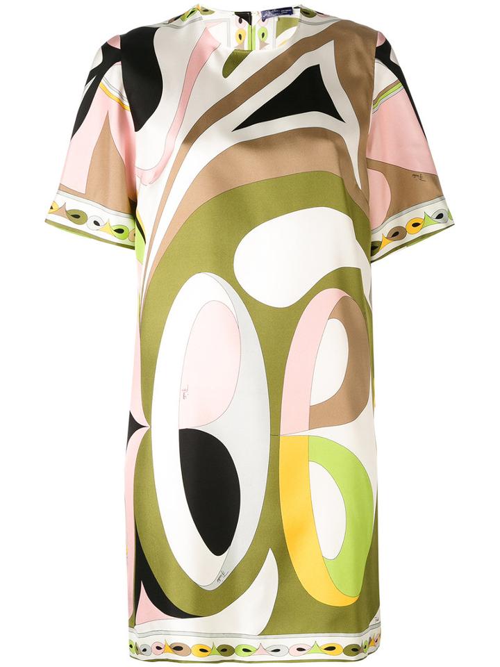 Emilio Pucci - Short Sleeve Printed Dress - Women - Silk - 40, Silk