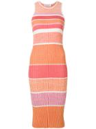 Victoria Victoria Beckham Colour Block Stripe Ribbed Dress - Pink &