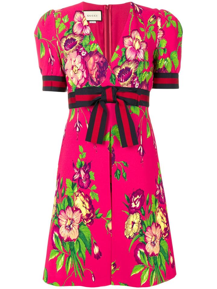 Gucci Floral Print Dress - Pink