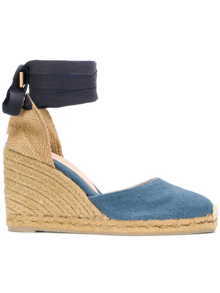 Castañer Canela Denim Wedge Espadrilles - Blue