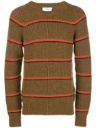 Ami Alexandre Mattiussi Striped Crewneck Sweater - Brown