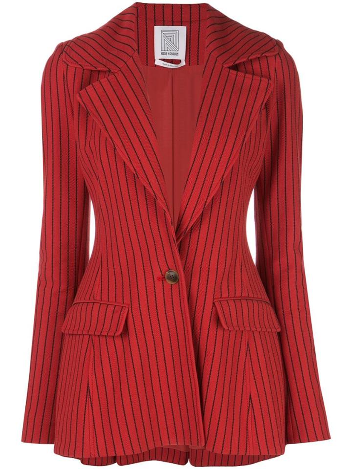 Rosie Assoulin Fitted Striped Blazer - Red