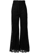 Dolce & Gabbana Floral Lace Flared Trousers - Black