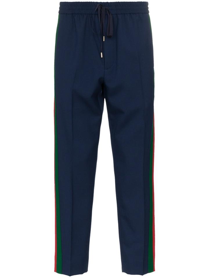 Gucci Web Wool Mohair Blend Sweat Pants - Blue