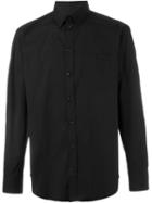 Emporio Armani Classic Button Down Shirt, Men's, Size: 42, Black, Cotton/polyamide/spandex/elastane