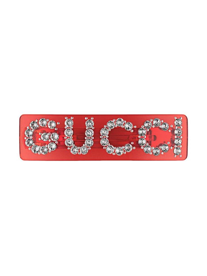 Gucci Crystal Gucci Single Hair Barrette - Red