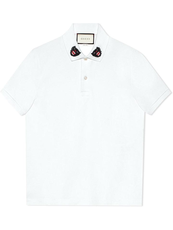 Gucci - Polo With Panther Embroidery - Men - Cotton/spandex/elastane - Xxl, White, Cotton/spandex/elastane