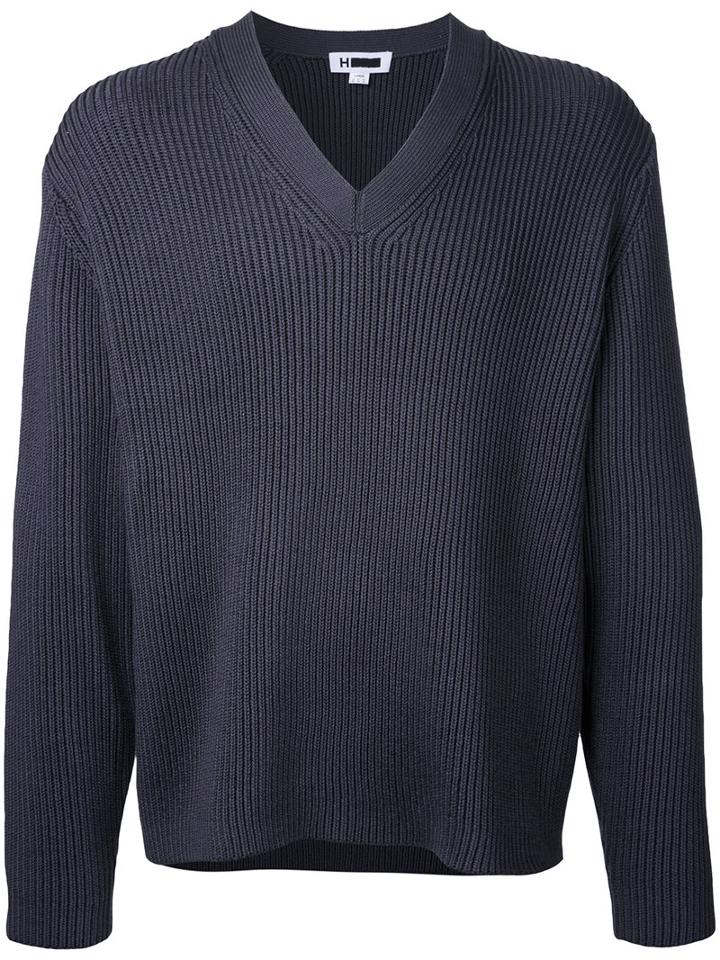 H Beauty & Youth Ribbed Detail Jumper, Men's, Size: Small, Grey, Cotton/polyester