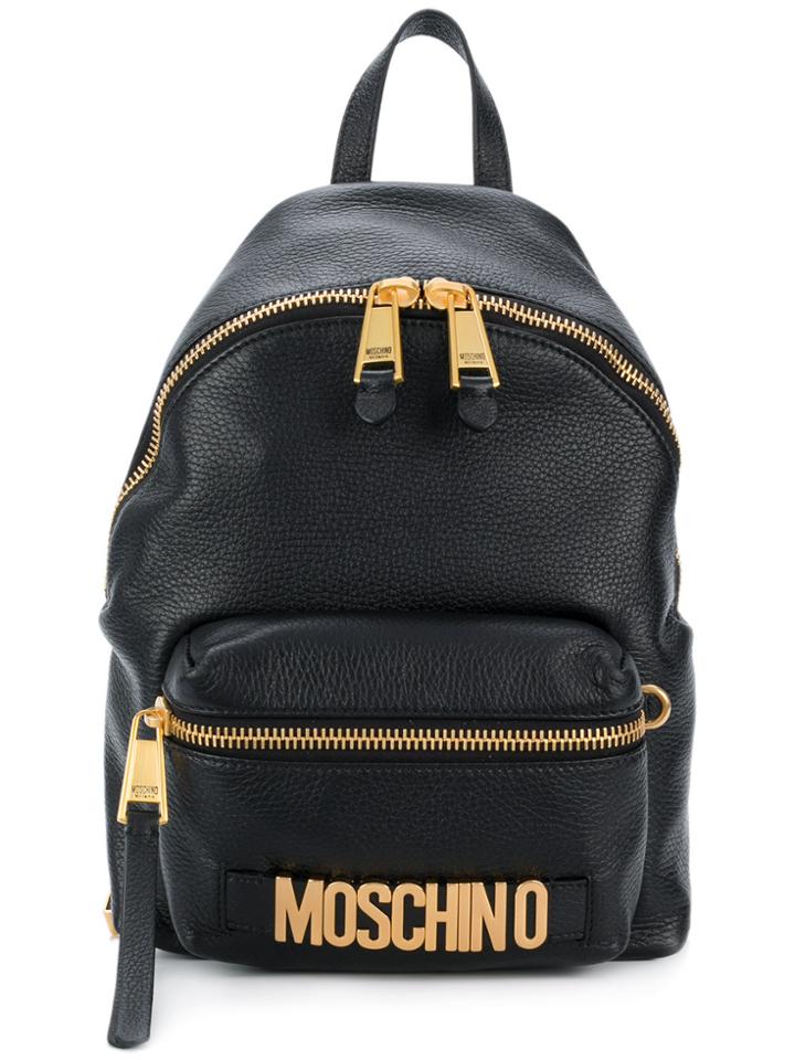 Moschino Logo Plaque Backpack - Black