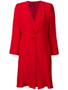 Emporio Armani V-neck Knot Dress - Red