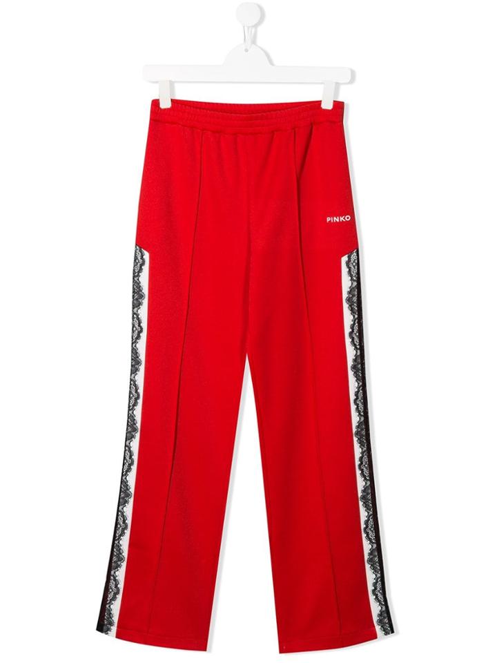 Pinko Kids Lace Lined Sweatpants - Red