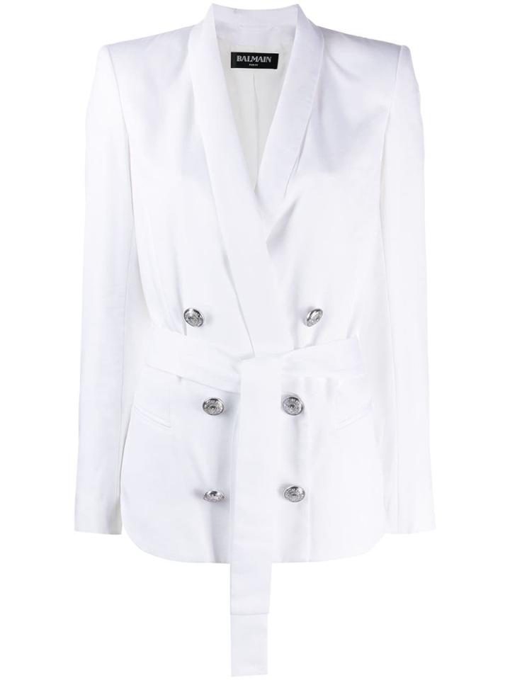 Balmain Belted Blazer - White