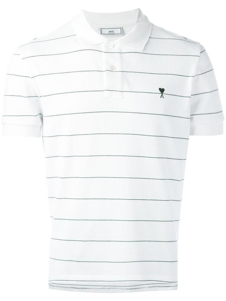 Ami Alexandre Mattiussi Striped Polo Shirt, Men's, Size: Xl, White, Cotton