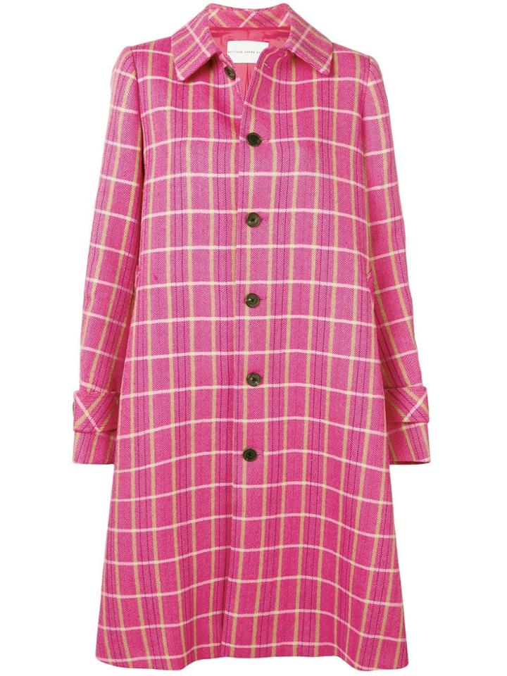 Matthew Adams Dolan Checked Flared Coat - Pink