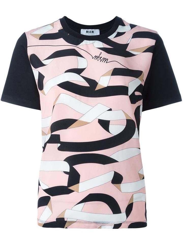 Msgm Ribbon Print T-shirt