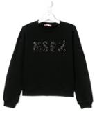 Msgm Kids Sequined Logo Sweatshirt, Girl's, Size: 14 Yrs, Black
