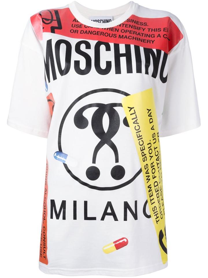 Moschino Pill Logo T-shirt, Women's, Size: Xs, White, Cotton