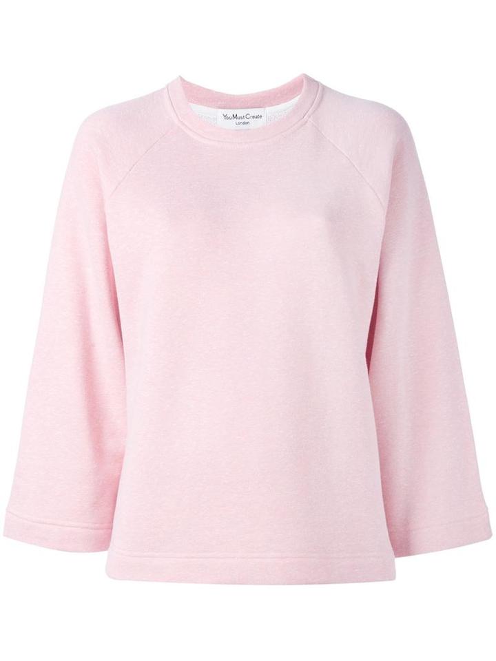 Ymc Wide Sleeve Sweatshirt, Women's, Size: Small, Pink/purple, Cotton/polyester/viscose