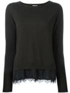P.a.r.o.s.h. Lace Inset Jumper, Women's, Size: Xs, Brown, Silk/polyamide/spandex/elastane/wool