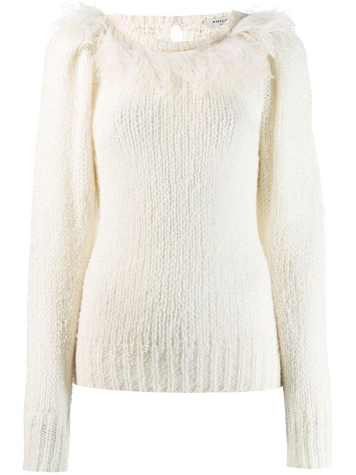 Philosophy Di Lorenzo Serafini Feather Trim Sweater - White
